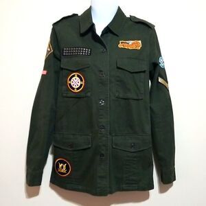 Willow & Clay Green Army Patch Jacket Sz Xs